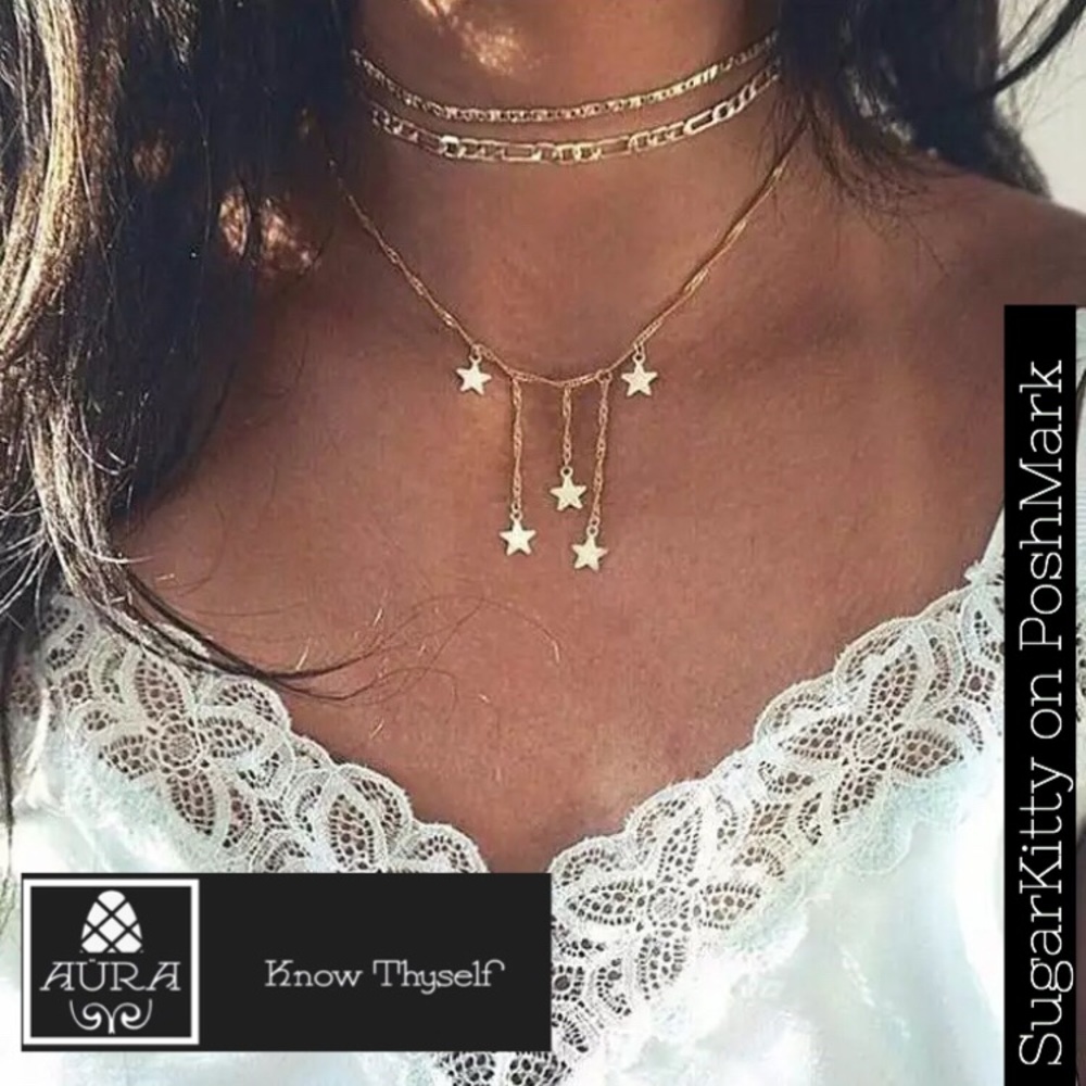 Gold Star Dainty Delicate Multilayer Necklace